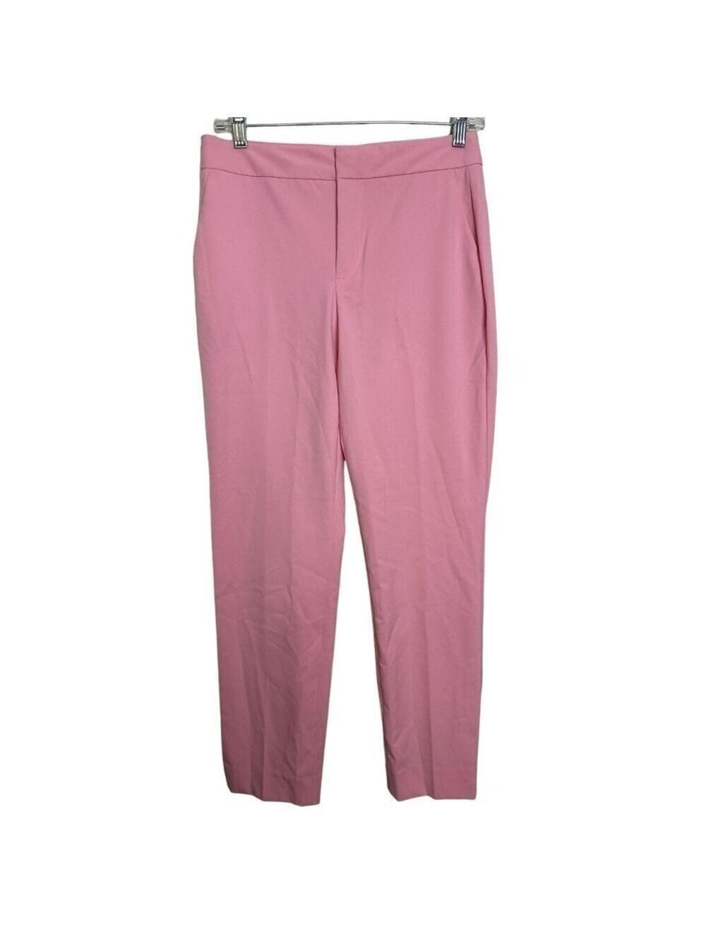 Zara Bubblegum Pink Mid Rise Ankle Length Slim Leg Cigarette Trousers Pants